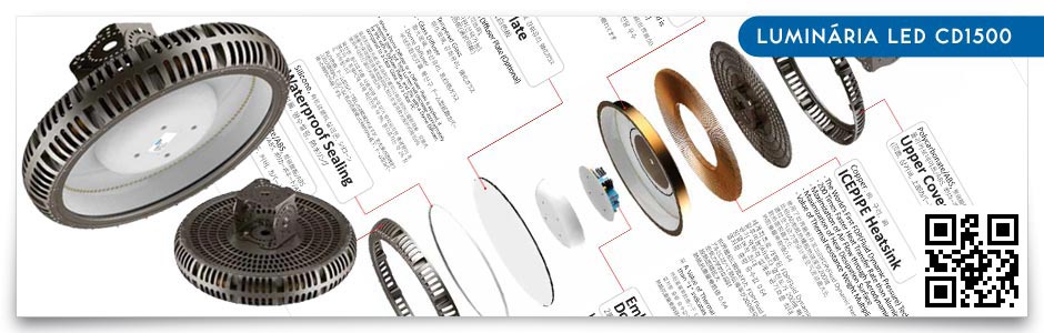 Luminária LED CD800, CD1500, CD3000, CD4000 Industrial Pública.