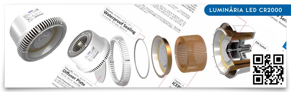 CR2000 - Luminária LED CR2000/CH2000 Industrial, Pública, Estacionamentos